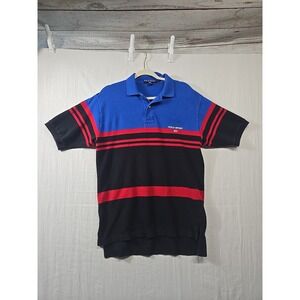 Polo Ralph Lauren Stripes Polo Shirt Men's Size Large Vintage 90s Black Blue Red
